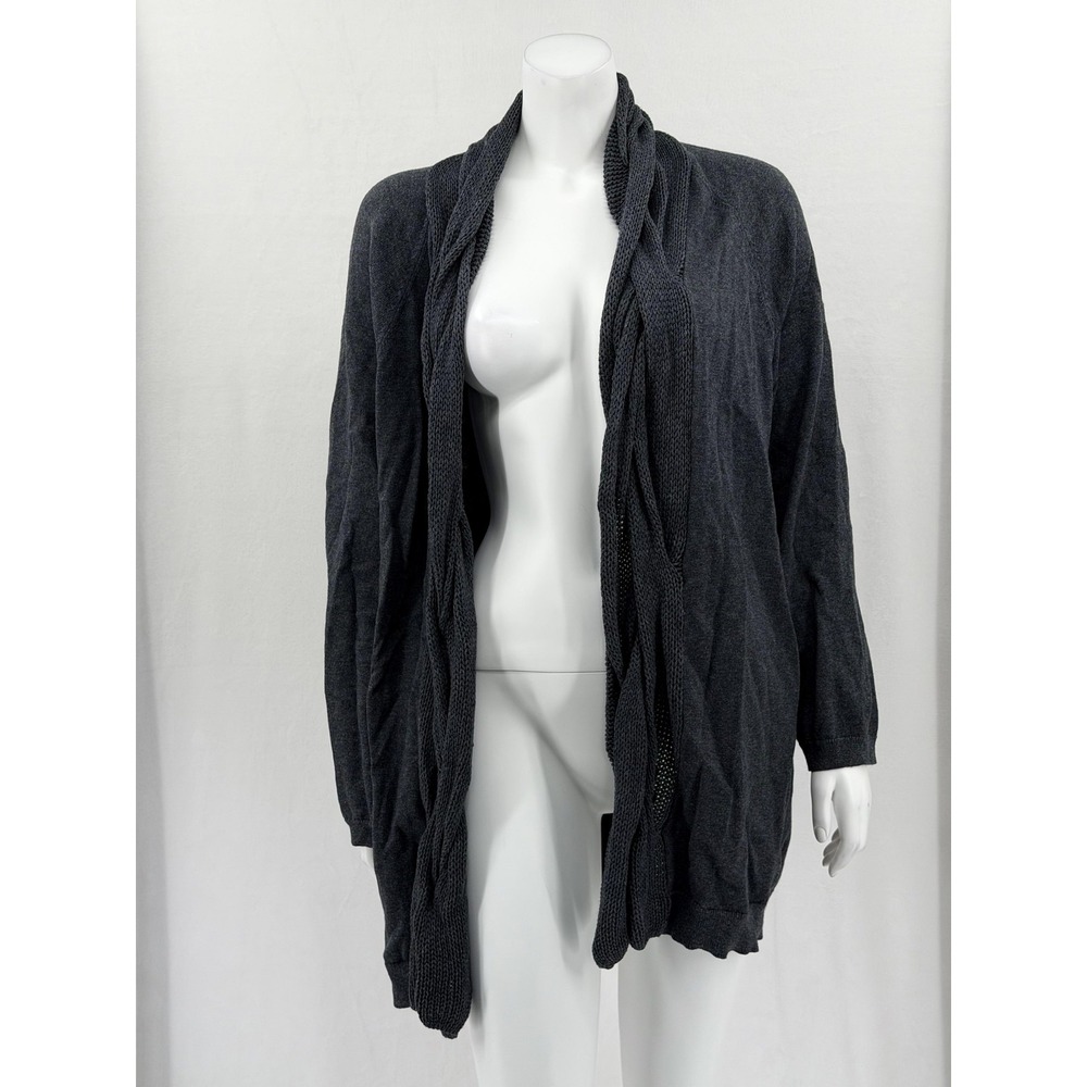 Carbon2cobalt Sweater Womens Large Gray Open Front Cardigan Cotton Cashmere Knit